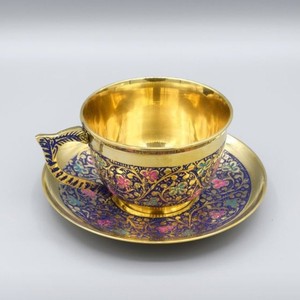Ensemble tasse et soucoupe à café en cuivre martelé de qualité supérieure, fait main, en cuivre pur, mug à boire, ustensiles de cuisine ayurvédiques, fournisseur en gros - Product Image 5