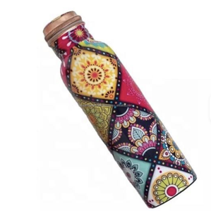 Bouteille d'eau personnalisée en cuivre émaillé imprimé 100% bouteille d'eau en cuivre pur anti-fuite pour cadeau de mariage d'affaires usage quotidien - Product Image 2