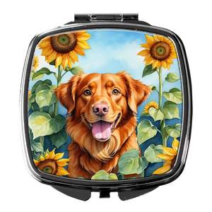 Nova Scotia Duck Toller Sunflowers Compact Folding Handheld <b>Makeup</b> <b>Mirror</b> <b>for</b> Women Travel Decorative Pocket <b>Mirror</b> Gift - Product Image 1