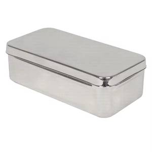 Stainless Steel Rectangular <b>Storage</b> <b>Tin</b> Box with Lid for Small Items - Product Image 1