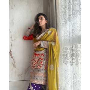 Conjunto superior e inferior de mujer de diseñador con Dupatta para ropa de fiesta - Product Image 6