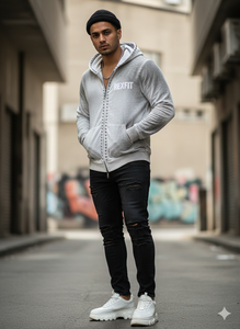 Sweat-shirts à capuche zippés délavés à l'acide, meilleur design, du fabricant leader, avec logo personnalisé en strass et sérigraphie, couleur unie, faible MOQ - Product Image 6