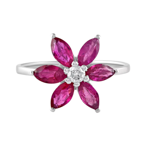 แหวนเพชรและทับทิมเงินแท้ 92.5 รุ่น KLSR-11414 - Product Image 1