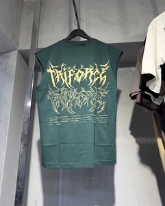 เสื้อกล้ามผู้ชายสไตล์วินเทจทรงโอเวอร์ไซส์ ผ้าคอตตอนหนานุ่ม พิมพ์ลายกราฟิก สตรีทแวร์ ทรงเข้ารูป OEM ODM - Product Image 3