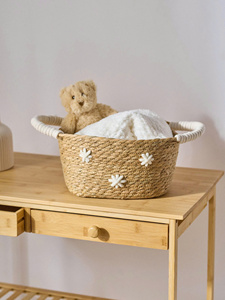 Beautiful design seagrass storage <b>basket</b> with handle make in Vietnam decor <b>basket</b> for your space - Product Image 3