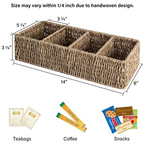 Natural Seagrass <b>Storage</b> <b>Baskets</b> with Dividers for Pantry Shelves Handmade <b>Storage</b> <b>Basket</b> Wholesale ecofriendly Made in Viet Nam - Product Image 2