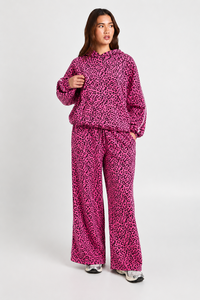 Jogging décontracté pour femme, imprimé léopard rose, coupe large, doux, avec rayures blanches, respirant, style streetwear, pour femmes - Product Image 5