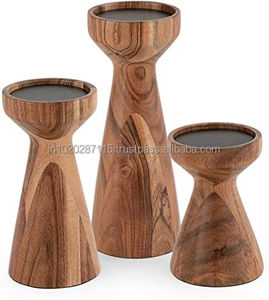 Porte-bougie en bois fait main pour la décoration de la maison, centre de table, décoration de mariage, finition naturelle rustique, pièce de design - Product Image 1