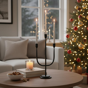 Candelabro de Hierro Forjado a Mano Negro - Decoración Navideña Duradera de Metal para Mesa - Product Image 5