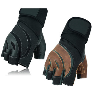 Weight Lifting Gloves <b>Half</b> Finger Leather Adjustable Wrist Strap Breathable Non <b>Slip</b> Gym Fitness Gloves For Men - Product Image 4