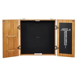 Set di Tavolo da Dardo in Legno Massello con Armadietto, Dimensioni Ufficiali, Tabellone Segnapunti, Accessori e Dardi Inclusi - Caratteristiche E - Product Image 1
