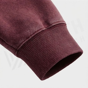 Men's <b>Maroon</b> Hooded Tracksuit Full Sleeve Solid Color Casual Sweatshirt and Joggers Set with Drawstring Pockets Regular Fit - Product Image 6