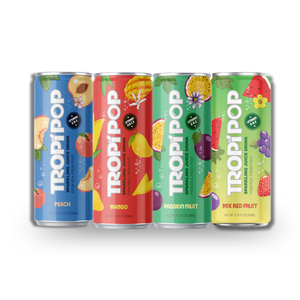 Tropipop 330ml Bebida Carbonatada Sin Azúcar con Sabor a Mango, Melocotón, Maracuyá y Frutas Rojas, Muestra Gratis, Diseño OEM Disponible - Product Image 1