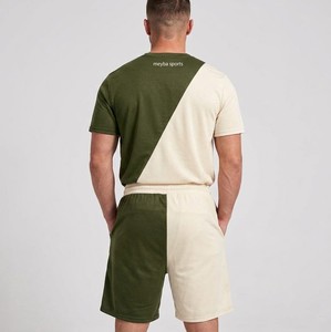 Ensemble décontracté été 2026 pour homme : T-shirt col rond et short en maille bicolore, deux pièces en tissu doux - Product Image 2
