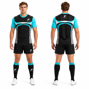 Ensemble de maillots de rugby sublimés personnalisés, uniforme de rugby professionnel respirant en polyester, vêtements de sport pour hommes, évacuation de l'humidité, entraînement - Product Image 3