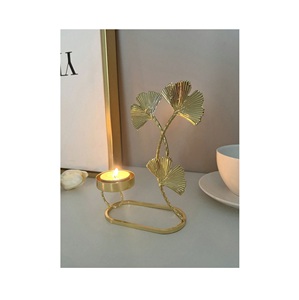 Gold Ginkgo Leaf <b>Tea</b> Light <b>Candle</b> Holder Modern Metal Votive Stand for Home Decor Table Centerpiececand Luxury Gift - Product Image 2