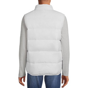 Men's White Stand Collar <b>Waterproof</b> <b>Padded</b> Vest Zipper Closure Regular-Length Solid Color Polyester/Nylon Shell Winter Casual - Product Image 5