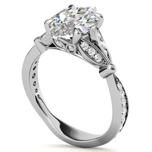 Bague de Fiançailles Vintage de Luxe en Moissanite Marquise Néerlandaise, Sertie à Griffes, en Argent Sterling 925 Plaqué Or Blanc, pour Mariage et Promesse - Product Image 4