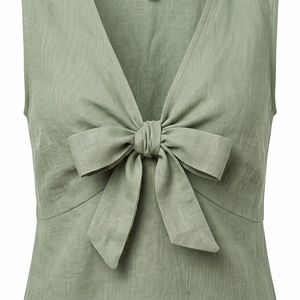 Blusa de Verano para Mujer, Estilo Casual, con Lazos Delanteros, de Poliéster, Transpirable, OEM, ODM, Venta al por Mayor, Fábrica, Marca Privada |   MOQ bajo - Product Image 6