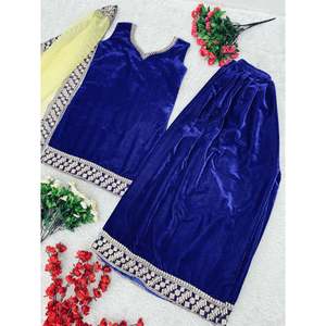 Magnifique dupatta en organza avec haut et pantalon musulmans traditionnels pour les occasions spéciales - Product Image 4