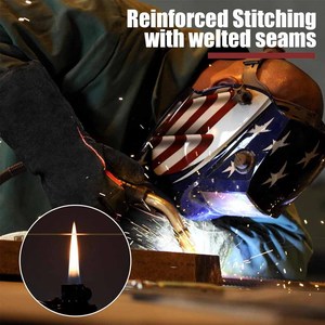 Gants de soudure en cuir de vachette renforcé, résistants à l'abrasion, pour la lutte contre les incendies, la grillade, le barbecue, avec logo personnalisé - Product Image 4