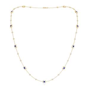 Collar de Alta Calidad con Zafiro Azul Natural y Diamantes Engastados en Oro de 14k y 18k, Collar de Piedras Preciosas para Novia - Product Image 1