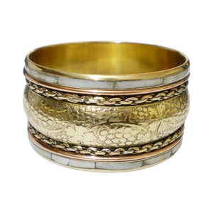 Luxury White Marble Inlay Copper <b>Bangle</b> For Women Trendy Wide Mixed Texture Statement Cuff Bracelet Elegant <b>Gold</b> Silver Rose - Product Image 1