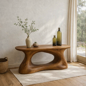 Mesa de Entrada de Madera Maciza de Lujo, Mesa Consola Moderna de Madera, Mesa Consola Moderna Hecha a Mano para Entrada o Sala de Estar - Product Image 1