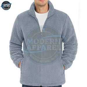 Veste légère en toile et polaire sherpa pour homme, coupe-vent, respirante, col montant, style décontracté pour l'extérieur, hiver - Product Image 5