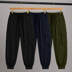 MACCI Men's Solid Summer Cargo Jogger Shorts Drawstring Waist Casual Pockets Mid Rise Breathable Quick Dry Knitted Satin 100% - Product Image 1