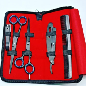 Kit de peluquería con espejo pulido, tijeras de entresacar, tijeras de acero inoxidable, kit de afeitado con peine en oferta - Product Image 4