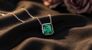 925 Sterling Silver <b>Emerald</b> Cut Green Lab Grown Diamond Pendant <b>Necklace</b> for Women - Product Image 2