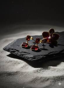 Pendientes Colgantes de Plata de Ley 925 con Baño de Oro de 14K y Gema Roja Real, Joyería Elegante Hecha a Mano, Regalo - Product Image 4