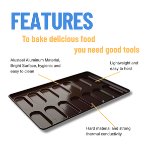 ATLAS STAR Black Burger Bun Bandejas para hamburguesas Sartén reutilizable de aluminio para panadería 4 "15 guiones 675x435 - Product Image 4