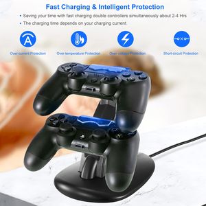 Base de Carga Doble Micro USB para PS4 Pro y PS4 Slim con Indicador Azul, Soporte de Carga para Controles y Joysticks de Juego - Product Image 5