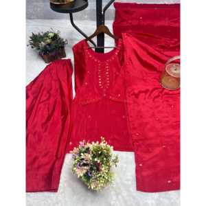 Conjunto de Traje de Fiesta Rojo Bordado Hermoso para Mujer, Talla L, JD - Product Image 1