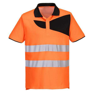 เสื้อโปโลผ้าฝ้ายสีส้มสะท้อนแสง ป้องกันลม พร้อมแถบสะท้อนแสง ชุดทำงาน แขนสั้น ยูนิเซ็กส์ - Product Image 1