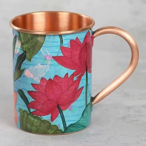 Unique Indian Kitchen Accessory Precious Copper Coffee <b>Mug</b> With Colored Print Kitchen Display Standard - Product Image 4