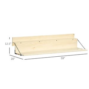 Tavolino Pieghevole da Balcone in Legno di Abete Appendibile, 3.9 Pollici, Naturale, per Esterni, con Barra Pieghevole per Ringhiera - Product Image 3