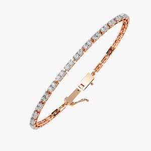 Silver <b>Rose</b> Gold Plated Moissanite Tennis Bracelet Brilliant Cut Channel Setting Geometric Design Trendy Unisex Everyday Wear - Product Image 4