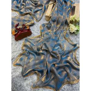 Designer Moti <b>Lace</b> Border Saree Elegant Evening Party Wear - Product Image 4