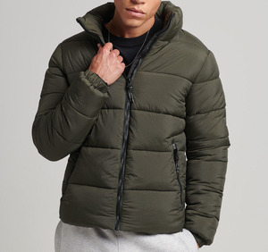 2026 Wholesale Custom Bomber <b>Jacket</b> Men's Premium Quality Breathable Winter Hooded collar solid color man puffer <b>jacket</b> - Product Image 2