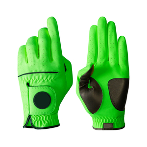 Golf Gloves Green PU Leather <b>Full</b> Finger Non <b>Slip</b> Breathable Unisex Sports Model Hook And Loop Closure - Product Image 1