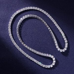 สร้อยคอเทนนิสเพชรทรงกลมเจียระไนแบบ D VVS ความใสระดับพรีเมียม ทองคำขาว 14KT เพชรเพาะเลี้ยงในห้องปฏิบัติการ ดีไซน์หรูหราสไตล์ฮิปฮอป สำหรับผู้ชายและผู้หญิง - Product Image 1