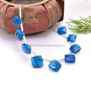 Coeur touchant belle apatite bleu néon naturel à facettes coussin forme perles de pierres précieuses brin utilisation pour la fabrication de meilleurs bijoux - Product Image 4