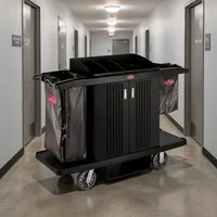 Chariot de ménage robuste en ABS pour hôtels, centres de villégiature, hôpitaux et services hôteliers, avec rangement