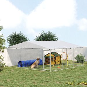 Cuccia per Cani da Esterno 4,5m x 4,5m x 2,1m per Cani di Piccola, Media e Grande Taglia con Tetto Impermeabile, Cuccia e Arredamento per Animali Domestici Argento - Product Image 2