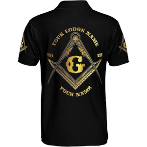 Nueva Camiseta Polo Personalizada con Símbolo Masónico de Brújula Blanca para Hombre y Mujer, Camiseta Polo de Manga Corta de Alta Calidad Hecha a Medida - Product Image 3