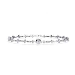 AMBER JEWELS T-947 18k <b>Solid</b> <b>Gold</b> Natural Stone Emerald Cut Claw Setting Hiphop Style Unisex Wedding Chain Link Bracelet IGI - Product Image 3