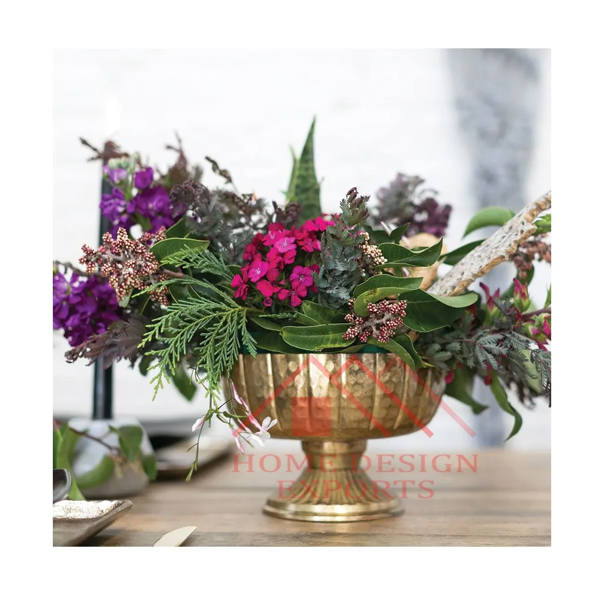 High Quality Wedding Table Centerpieces Gold Metal Compote Flower Bowl Vase for Wedding Decorations Unique Pedestal Flower Bowl